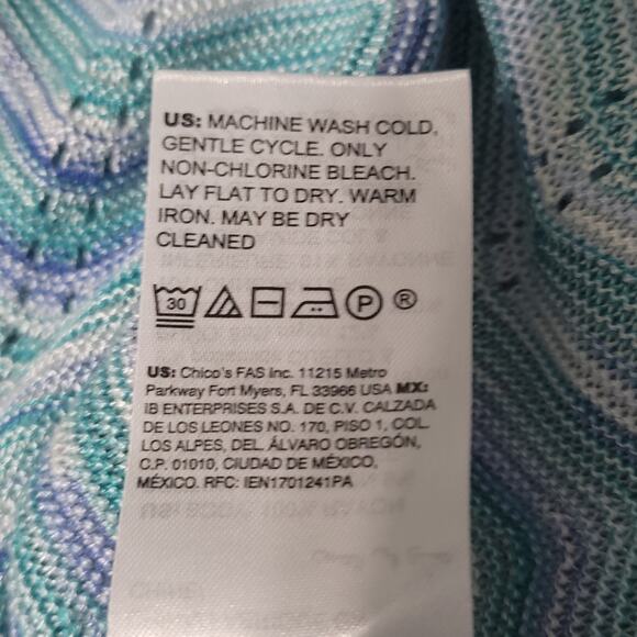 Chicos Womens Cardigan & Tank Set Size XL Cozy Beach Coastal Crochet Knit Pastel - Picture 6 of 9